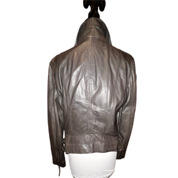 MUUBAA Pola Gray Leather Motorcycle Jacket - Picture 4 of 12